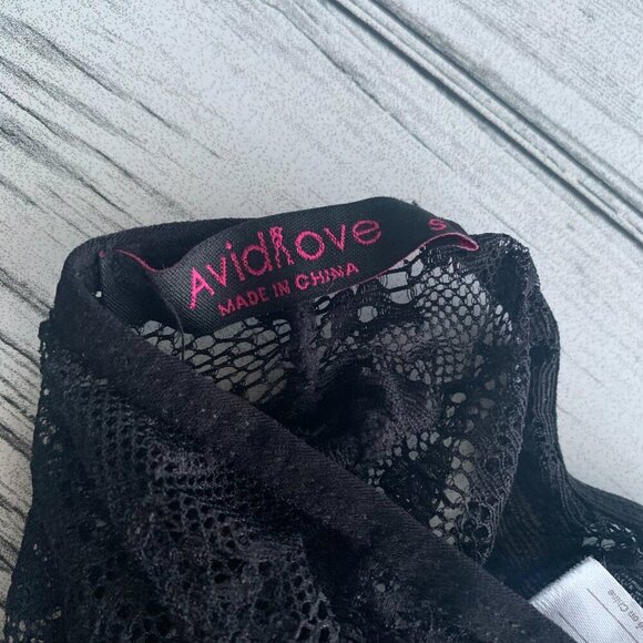 Avidlove Sheer Black Lace Garter Belt Gold Clips - Picture 4 of 7